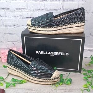 KARL LAGERFELD PARIS Desta Slip-On Espadrille Platform Flats NIB